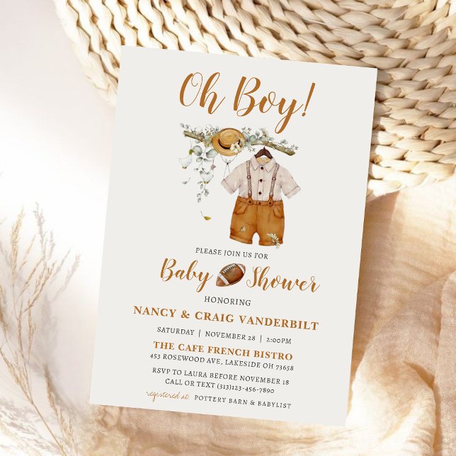 It's A Boy Boho Football Watercolor Baby Shower  Invitation (Creator Uploaded)