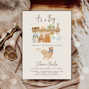 It's a Boy Boho Nursery Cute Baby Shower Invitation