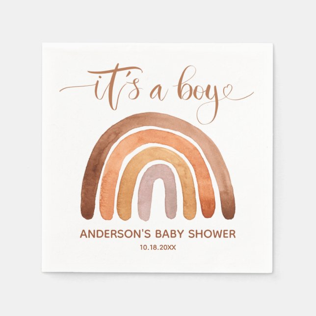It's a Boy - Boho Rainbow Baby Shower  Napkins (Front)