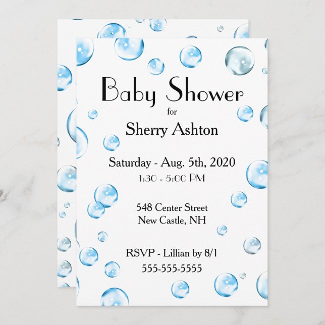 It's a Boy Bubble Baby Shower Invitation (Front/Back)