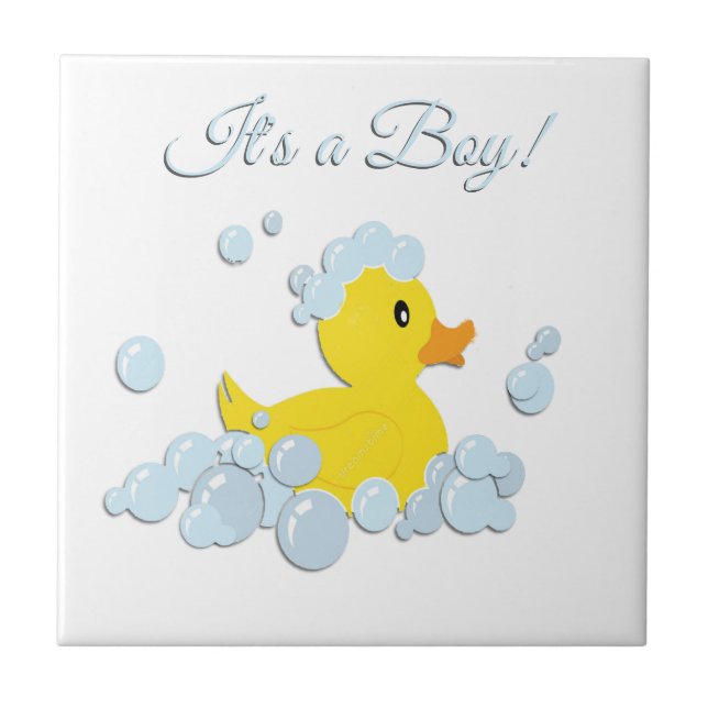 It's a Boy Bubble Baby Shower Tile (Front)