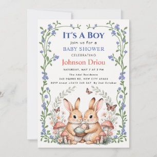 It's a Boy Bunny Baby Shower Invitation