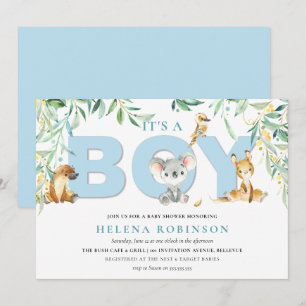 It's A Boy Bush Babies Baby Shower Invitations