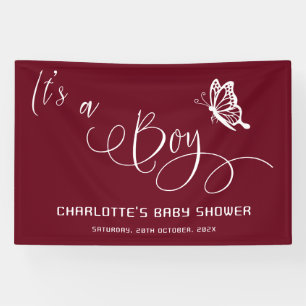 It's A Boy Butterfly Modern Minimal Baby Shower Banner