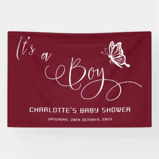 It's A Boy Butterfly Modern Minimal Baby Shower Banner