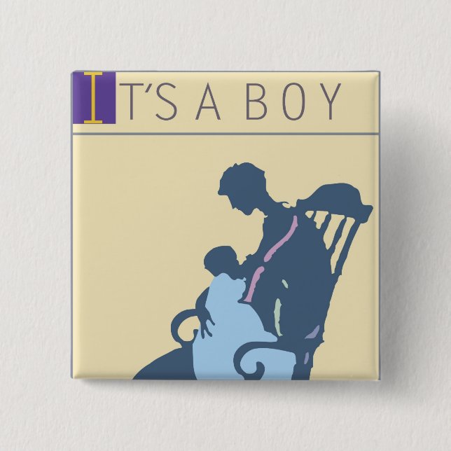 <It's a Boy> by Steve Collier 15 Cm Square Badge (Front)