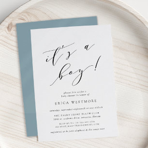 It's a Boy   Calligraphy Baby Shower Invitation