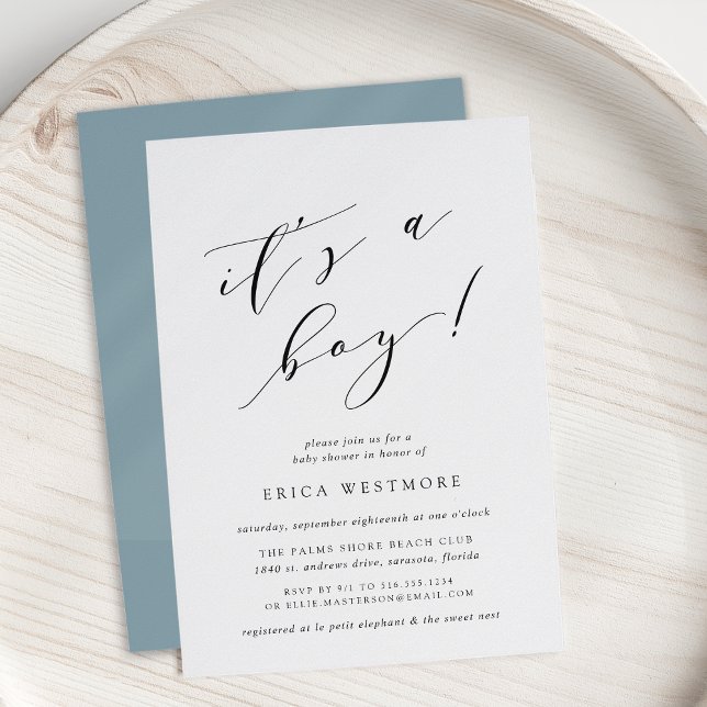 It's a Boy | Calligraphy Baby Shower Invitation (Creator Uploaded)
