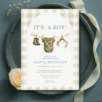 It's a Boy Camo Hunting Gingham Baby Shower