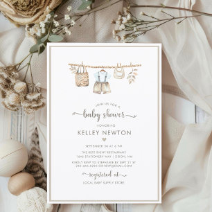 Its a Boy Clothes Minimalist Boho Baby Shower  Invitation