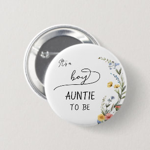 It's a Boy! Colourful Wildflower Auntie-to-be 6 Cm Round Badge