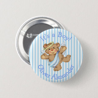Its a Boy Custom Teddy Bear Angel 6 Cm Round Badge