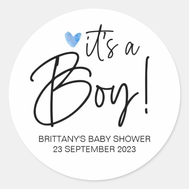 It's a Boy Cute Baby Shower Favor Thank You Classic Round Sticker (Front)