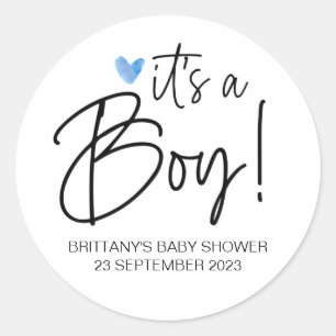 It's a Boy Cute Baby Shower Favour Thank You Classic Round Sticker
