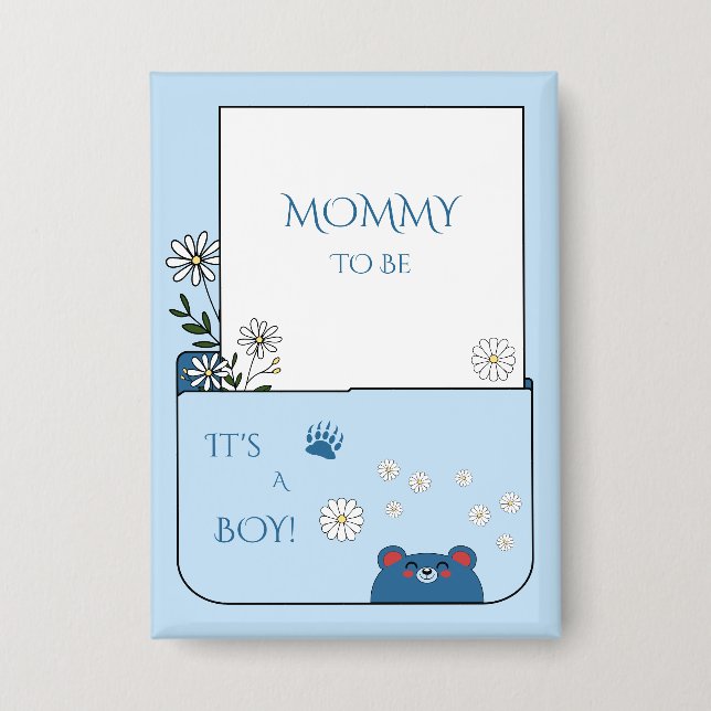 It's A Boy! Cute Bear & Daisy Flowers Mummy-to-be (Front)