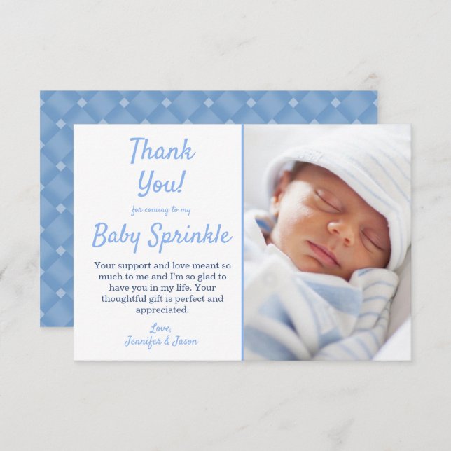 It's A Boy Cute Blue Baby Sprinkle Thank You  (Front/Back)