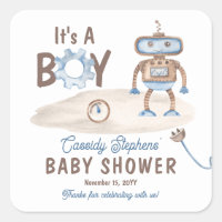 It's A Boy Cute Blue | Greige Robot Baby Shower 