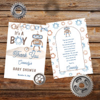 It's A Boy Cute Blue | Greige Robot Baby Shower