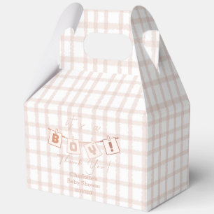 It's a Boy! Cute Brown Gingham Notedry Baby Shower Favour Box