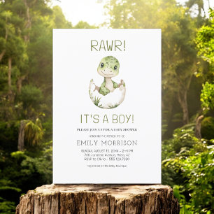 It's a Boy Cute Dinosaur Baby Boy Shower Invitation