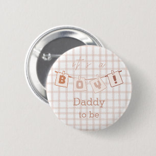 It's a Boy! Cute Gingham Notedry Daddy-to-be 6 Cm Round Badge