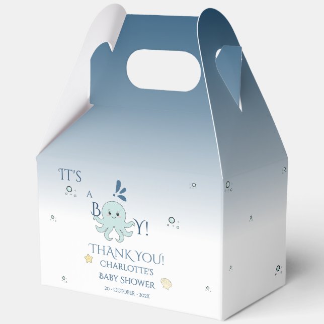It's A Boy! Cute Ocean Animals Baby Shower Favour Box (Front)