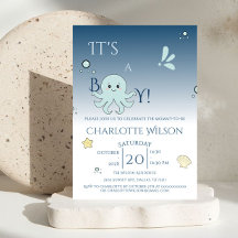 It's A Boy! Cute Ocean Animals Baby Shower