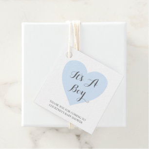 Its A Boy Cute Pastel Blue Heart Baby Shower Favour Tags