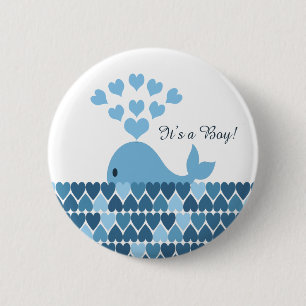 It's A Boy! Cute Whale 6 Cm Round Badge