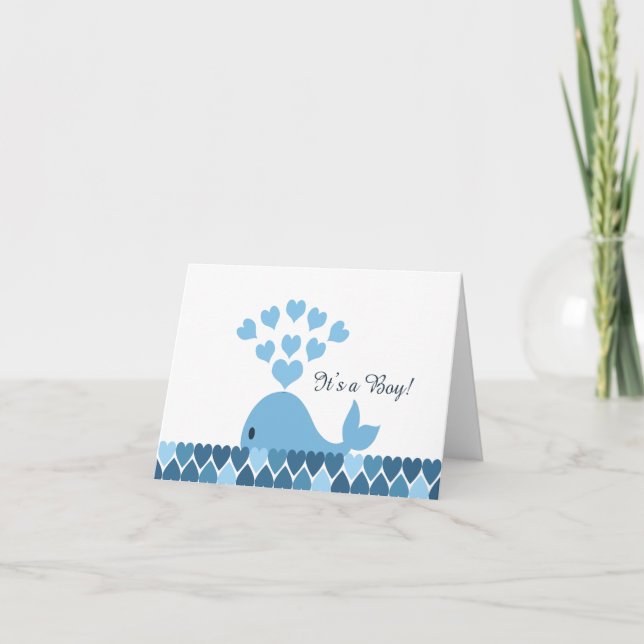 It's A Boy! Cute Whale Announcement (Front)