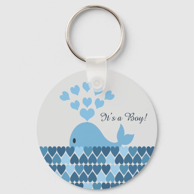 It's A Boy! Cute Whale Key Ring (Front)