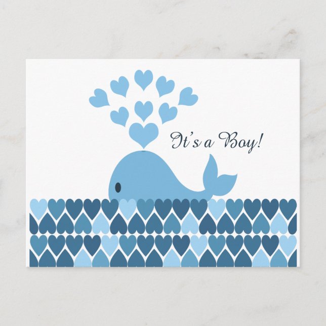 It's A Boy! Cute Whale Postcard (Front)