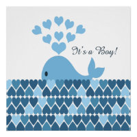 It's A Boy! Cute Whale