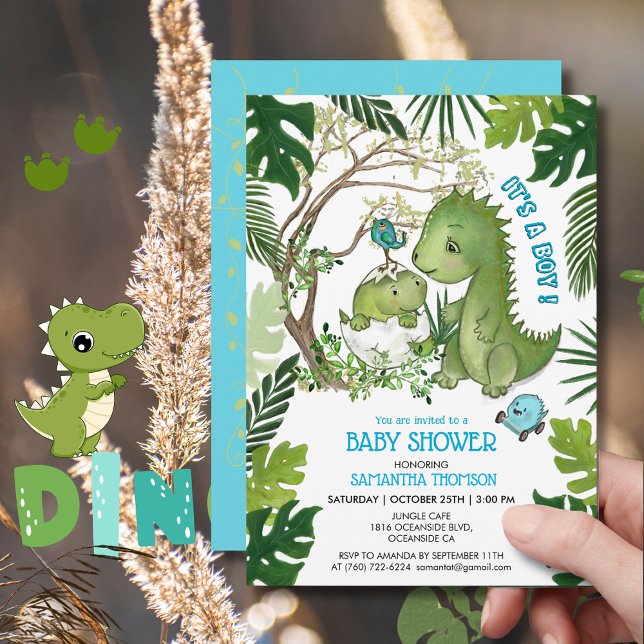 It's a Boy! Dino Baby Shower Tropical Jungle Invitation (It's a Boy! Dino Baby Shower Tropical Jungle Invitation)