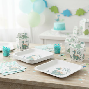 It's A Boy Dino Paper Plate