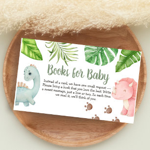 It's a Boy Dinosaur Baby Shower Books for Baby Enclosure Card