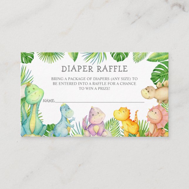 It's a Boy Dinosaur Baby Shower Diaper Raffle Place Card (Front)