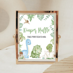 It's A Boy Dinosaur Baby Shower Diaper Raffle Poster