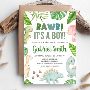 It's a Boy Dinosaur Baby Shower Invitation