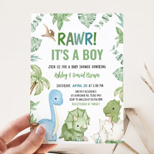 It's A Boy Dinosaur Baby Shower Invitation