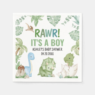 It's A Boy Dinosaur Baby Shower Napkin