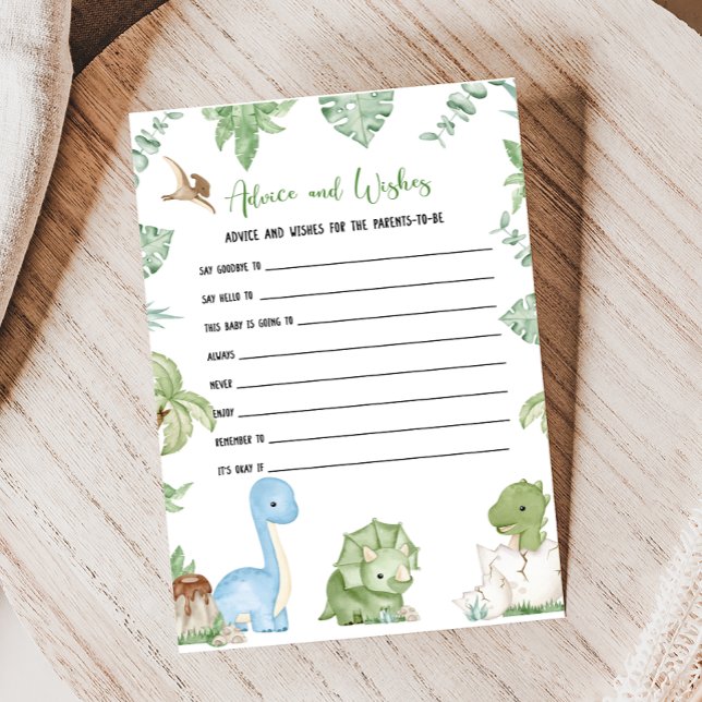 Its A Boy Dinosaur Shower Advice and Wishes Game (It's A Boy Dinosaur Baby Shower Game)