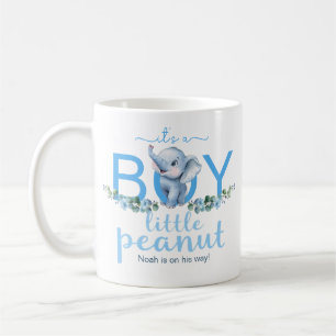 It's a Boy Elephant Baby Announcement Blue Mug