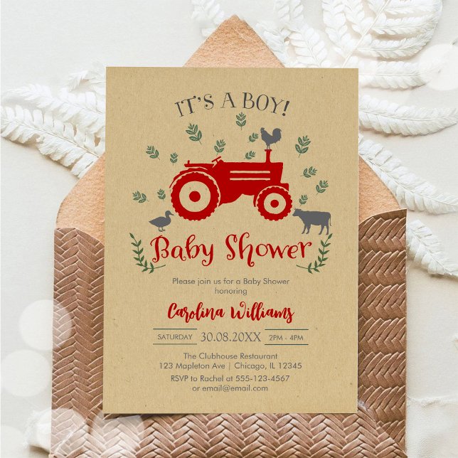 It's A Boy Farm Tractor Baby Shower Invitation (Creator Uploaded)