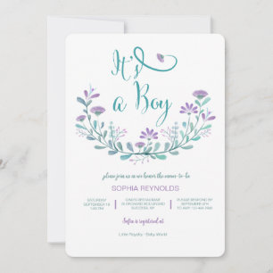 It's A Boy Floral Baby Shower Invitation
