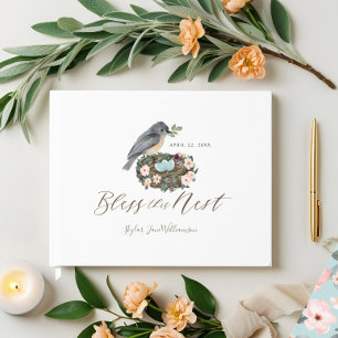 It's A Boy Floral Bird's Nest Baby Shower Guest Book