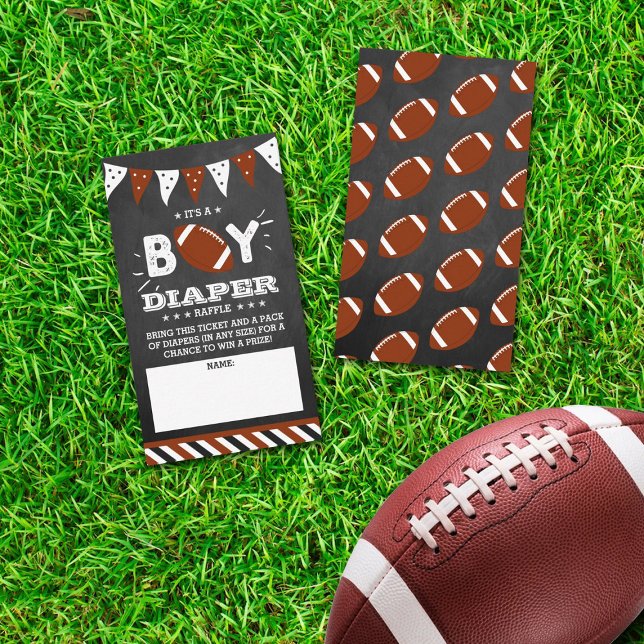 It's A Boy! Football Baby Shower Diaper Raffle Enclosure Card (Creator Uploaded)