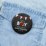 It's A Boy! Football Themed Co-ed Baby Shower 6 Cm Round Badge<br><div class="desc">These buttons are perfect for anyone having a baby shower this year. This design is easy to personalise with your special event wording and your guests will be thrilled when they see these fabulous party buttons. Matching items can be found in the collection.</div>