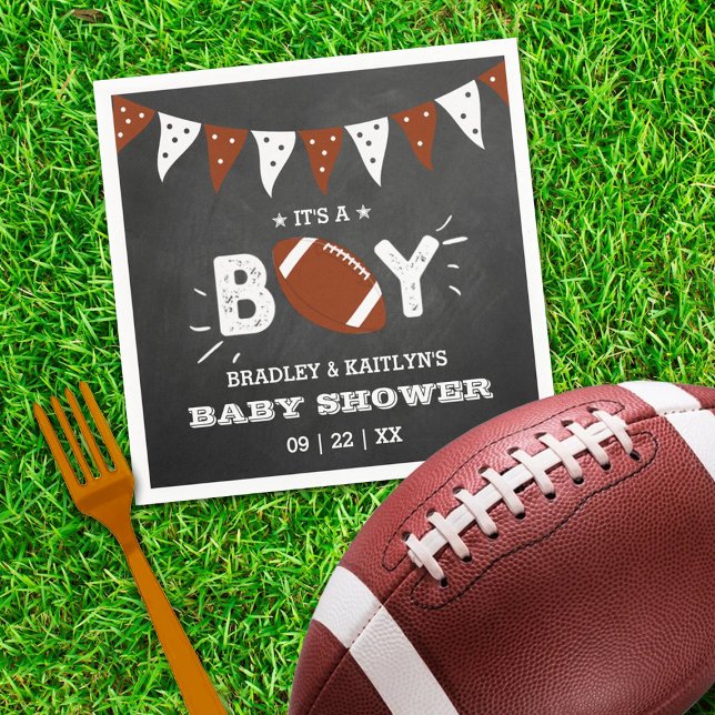 It's A Boy! Football Themed Co-ed Baby Shower Napkin (Creator Uploaded)