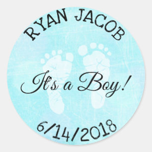 Its a Boy Footprints Baby Shower Stickers